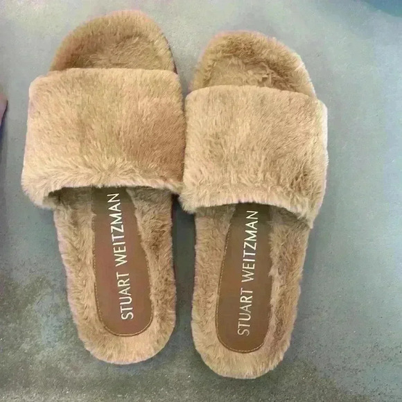 Stuart Weitzman Tan Fuzzy Flats - Picture 8 of 12